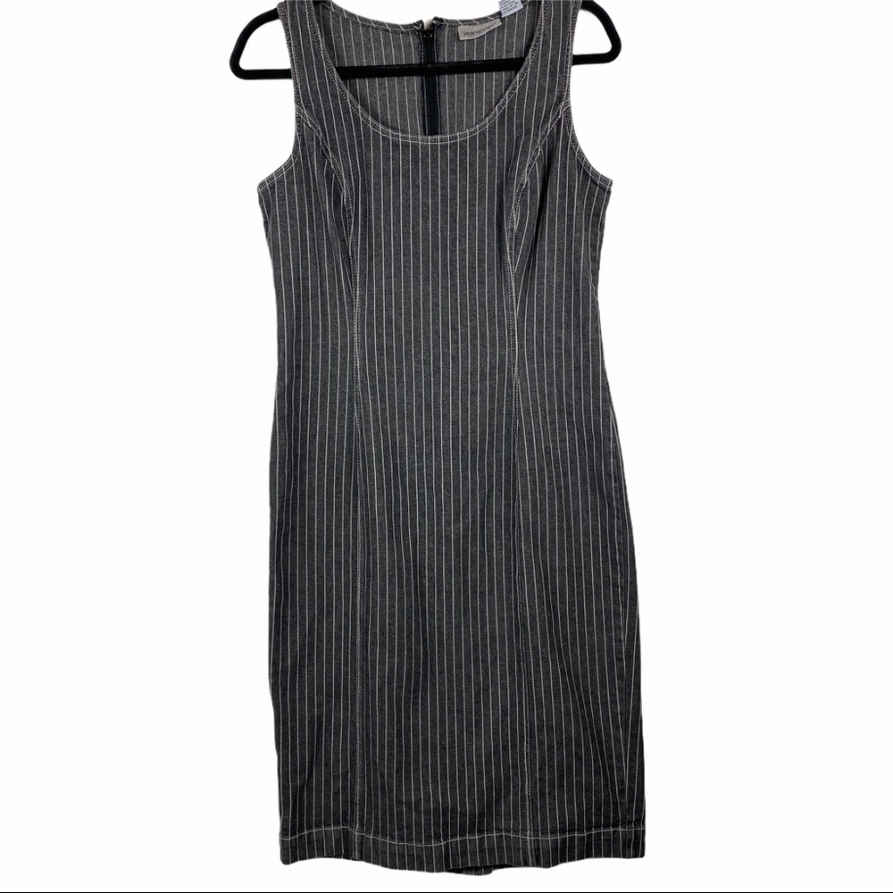 Newport News Jeanology Grey Denim Striped Dress